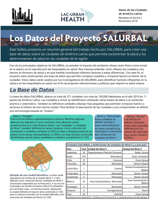 Cover page of the data brief 